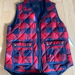 J. Crew Red and Navy Blue Puffer Vest